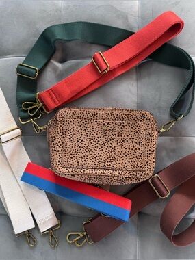 Madewell Spotted Leopard Tiger Calf Hair Dotted Transport Crossbody Camera Bag